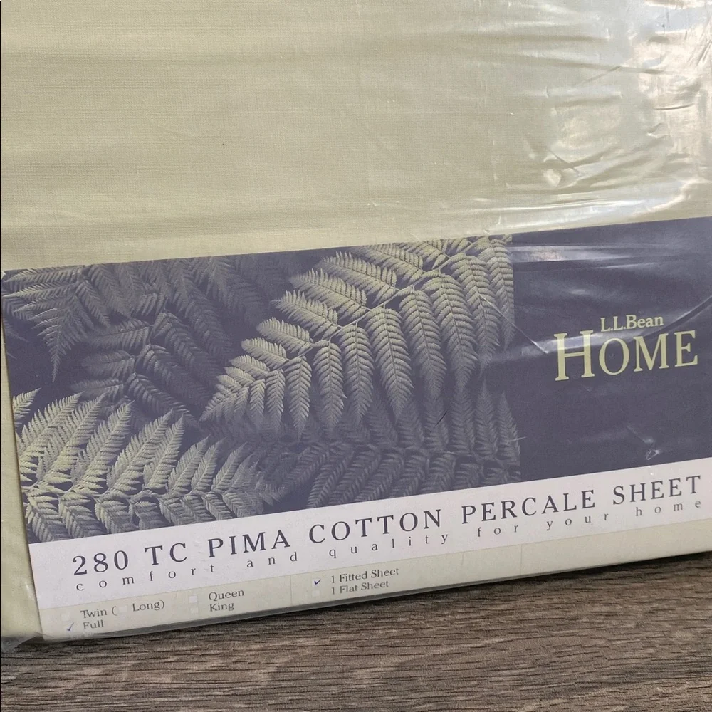 L.L. Bean Home Pale Green Full Pima Cotton Percale Sheets Flat and Fitted NIP